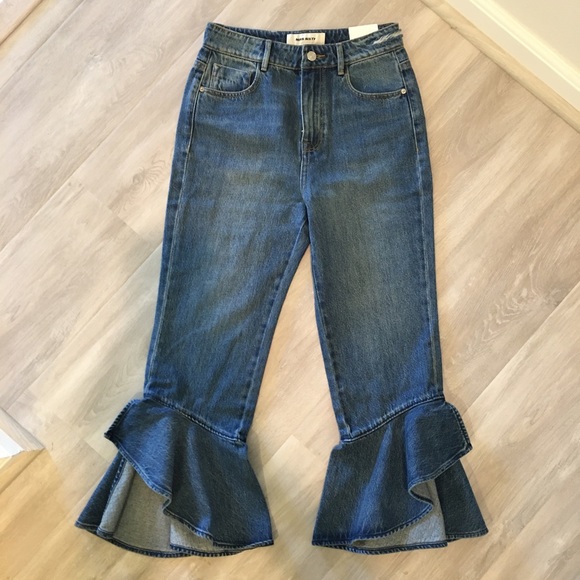 Miss sixty Naomi Flare ruffle hem crop jeans size 25 - Picture 2 of 7
